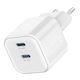 Swissten Φορτιστής Χωρίς Καλώδιο GaN με 2 Θύρες USB-C 20W Power Delivery Λευκός (22070500)