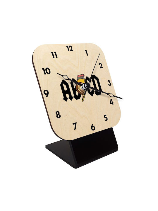 Abcd Tabletop Clock Natural Wood 10cm