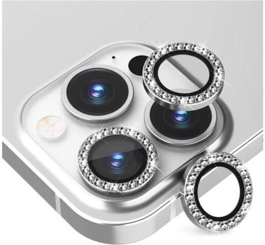 Lens Protector Glitter Προστασία Κάμερας Tempered Glass Ασημί για το iPhone 13 Mini