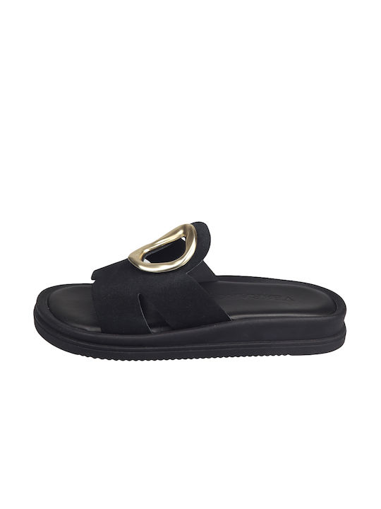 Verraros Women's Flat Sandals Total Black