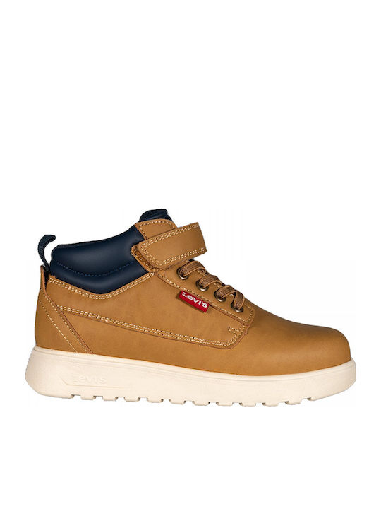 Levi's Leather Kids Boots with Velcro Brown