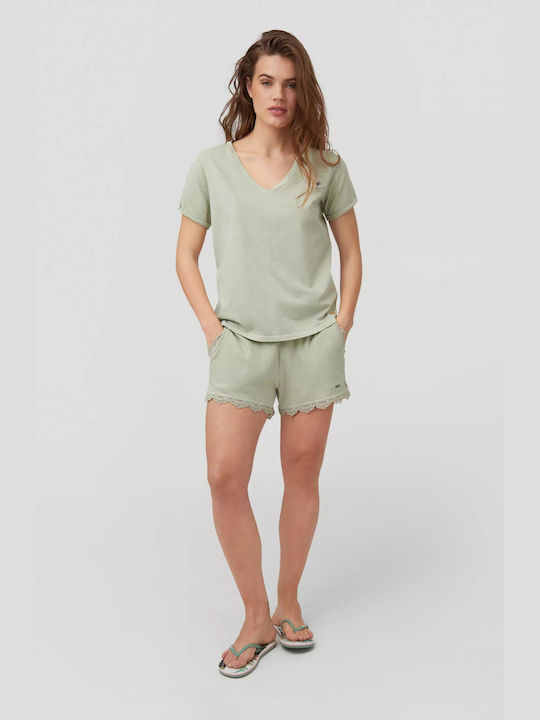 O'neill Damen T-shirt mit V-Ausschnitt Green