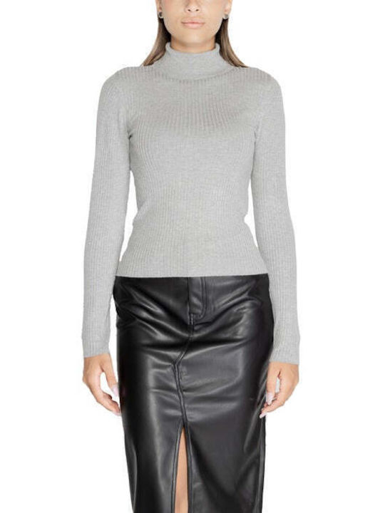 Jacqueline De Yong Women's Long Sleeve Sweater Turtleneck Gray