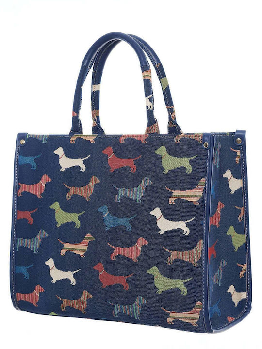 Signare Dachshund Γυναικεία Τσάντα Χειρός Μπλε