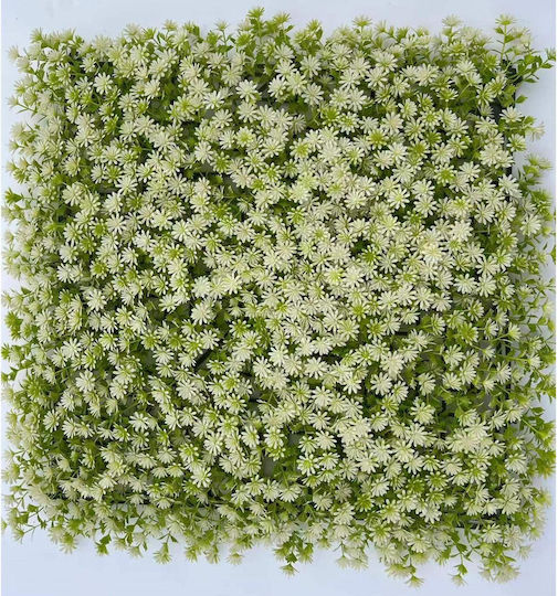 Supergreens Изкуствена панелна листва Бял мъхов косъм 50x50см