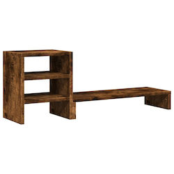 vidaXL Stand Desk Mounted Monitor Smoked Oak Br...