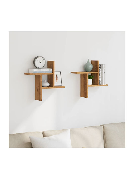 Wall Shelves Brown 2 Pieces 38x12x38 cm
