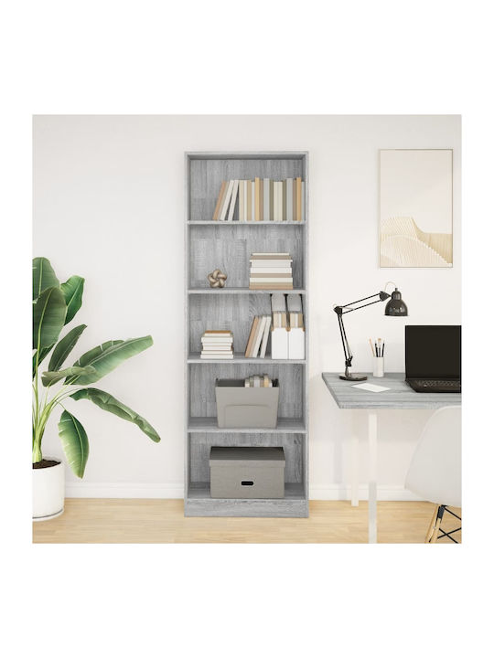 Bibliotecă Gri Sonoma 60x24x176 cm