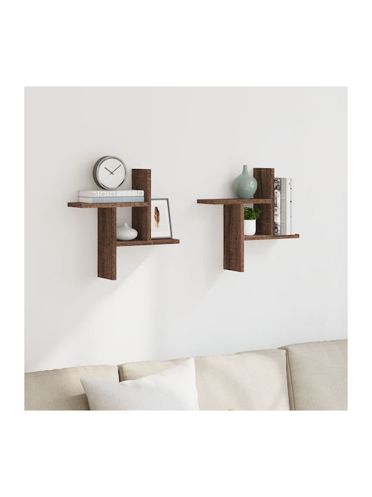 Wall Shelves Brown Oak (2 pcs) 38x12x38 cm
