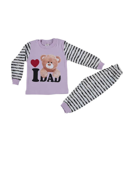 Supermini Pijama pentru copii De iarnă De bumbac Lila