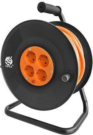 Electric Extension Reel 3x2.5mm Length 25m 4 Schuko Sockets Black
