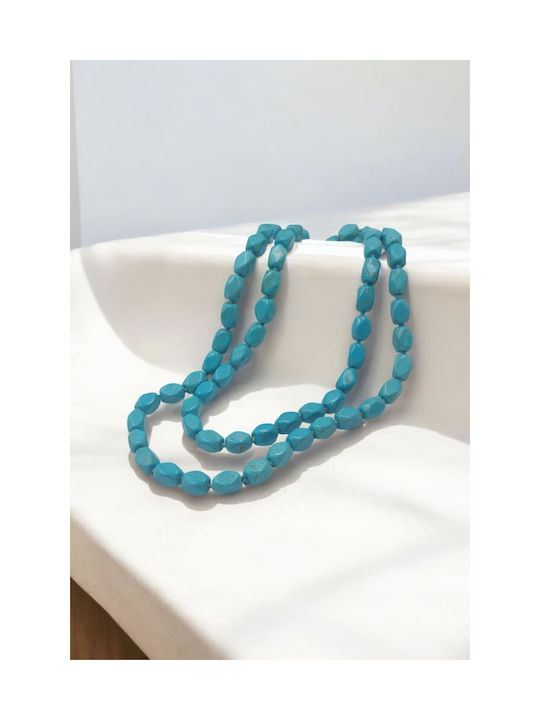 Turquoise Necklace with Ceramic Stone-Shaped Beads