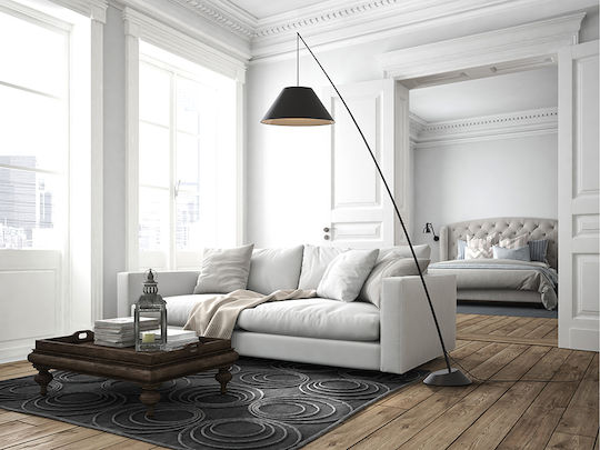 Junco Lampa de podea Î232xL160cm. cu Soclu pentru Bec E27 Negru