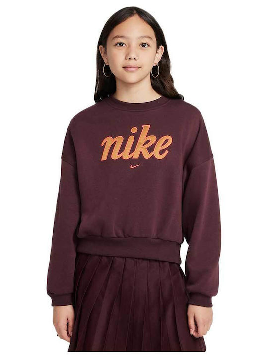 Fleece Παιδικό Φούτερ Καφέ Sportswear Club