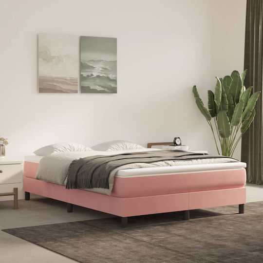 Vidaxl Taschenfederkernmatratze Rosa 140x220x20cm Samt 1 Stk Doppel Rosa