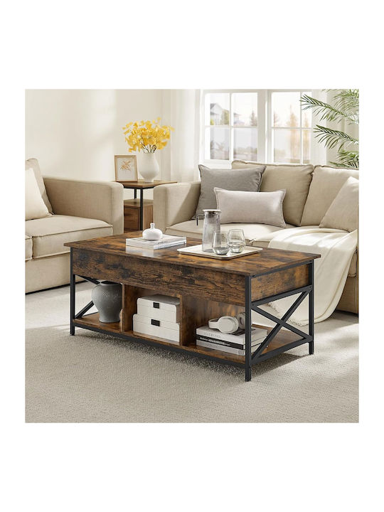 Rectangular Coffee Table with Waiter Brown L120xW60xH48cm