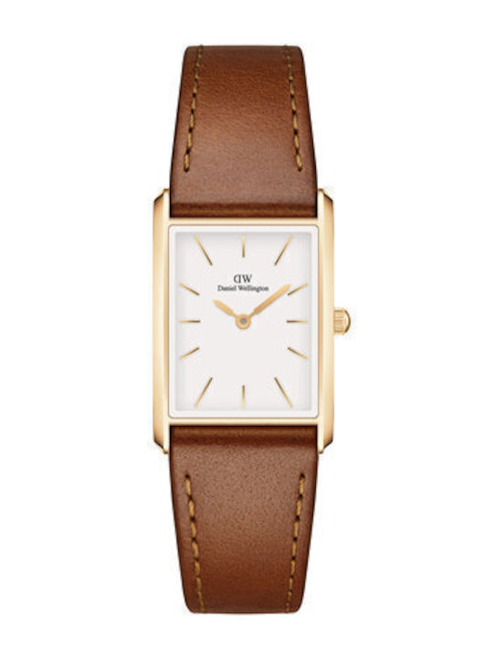 Daniel Wellington Durham Γυναικείο Ρολόι 22mm Μπαταρίας με Καφέ Δερμάτινο Λουράκι