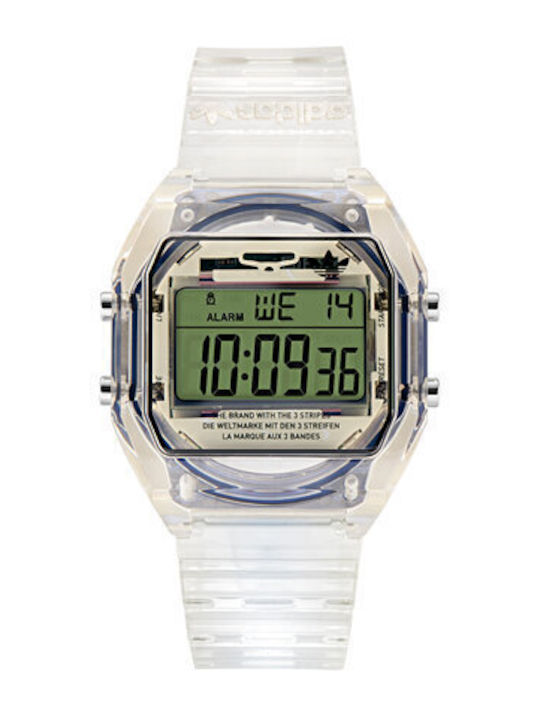 adidas Digital Two Digital Women's Watch Chronograph with Transparent Rubber Strap