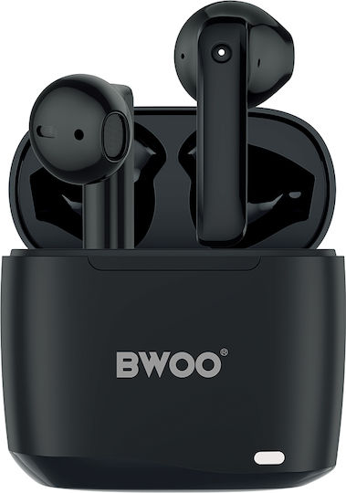 BWOO BW94 Earbud Bluetooth хендсфри Слушалки с Устойчивост на Пот и Кутийка за Зареждане Черен