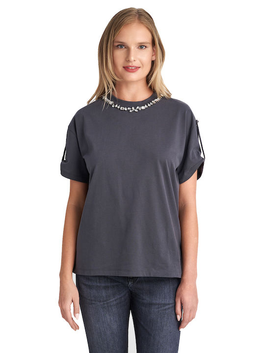 Staff Women's Blouse Short Sleeve Gray