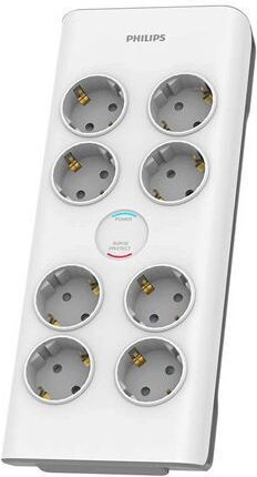 Philips Surge Protector Power Strip 8 Outlets 2 M Length White Child Protection