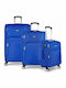 Playbags Βαλίτσες Ταξιδιού Υφασμάτινες Μπλε Ηλεκτρίκ με 4 Ρόδες Σετ 3τμχ