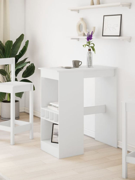 Vidaxl Τραπέζι Μπαρ Ράφια Λευκό 90x47,5x103,5cm Επεξεργ Ξύλο 1 Τεμ Λευκό
