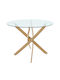 Antoro Table Dining Room with Glass Surface 100x100x75cm