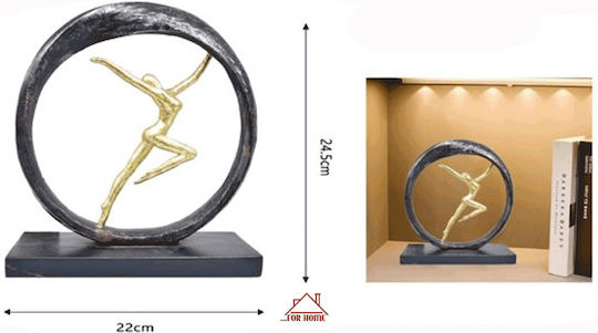 Black-Gold Polyresin Decorative Figure 22x9x24.5cm Forhome 582457 Home