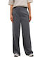 Damen Hoch tailliert Stoff Hose Gray