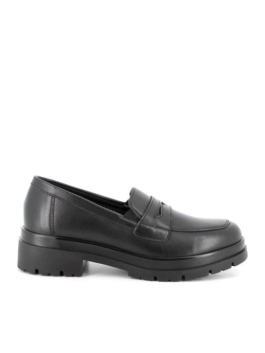 Leather Women's Moccasins in Black Color