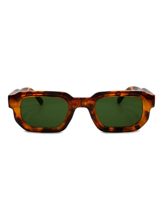 Awear Sosa Sunglasses with Brown Tartaruga Plastic Frame and Green Lens