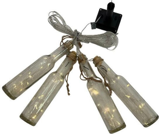 Set 4 Solar Glass Lamps Cork String 7 M Cable
