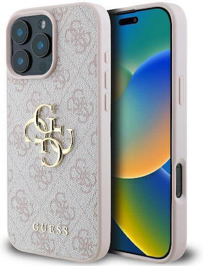 Guess Logo Back Cover Synthetic Leather Pink (iPhone 16 Pro Max)