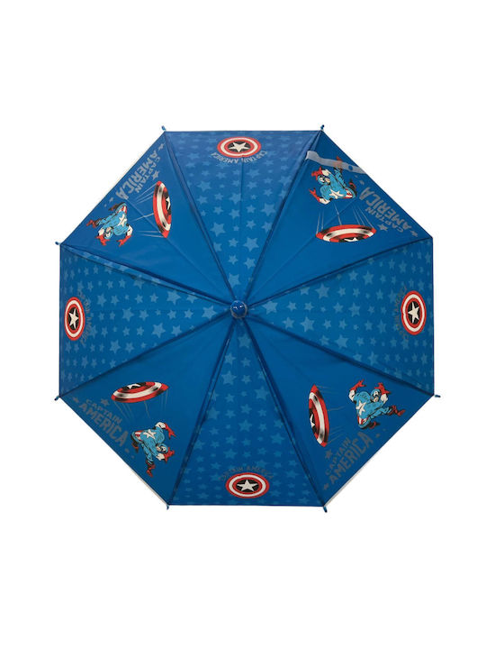 Kids Curved Handle Auto-Open Umbrella with Diameter 76cm Blue