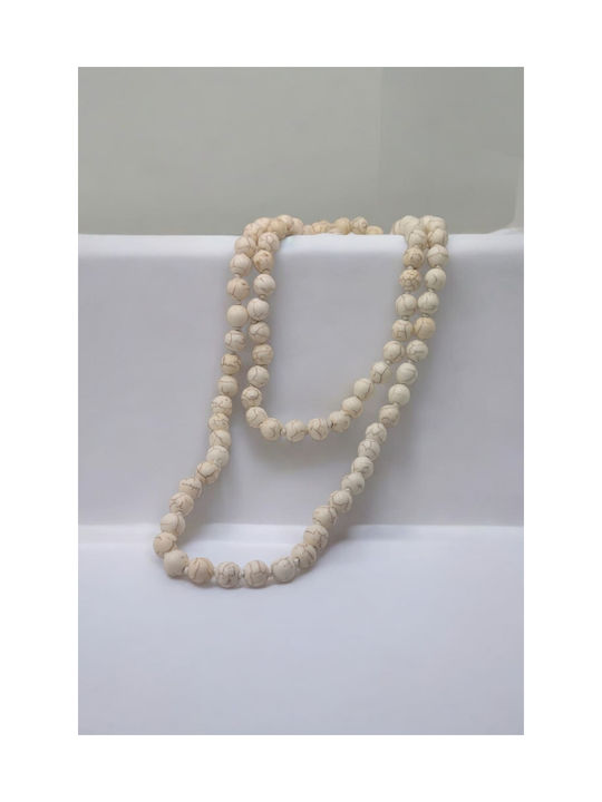 Necklace with White Ceramic Stones in Round Shape