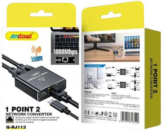 Andowl Q-RJ113 Αντάπτορας Δικτύου USB με Ενσύρματη Σύνδεση Gigabit Ethernet