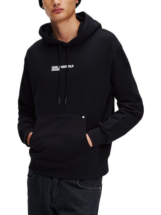 Sweatshirt with Hood White-Black-Blue