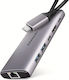 Axagon Hub 6 Θυρών USB 3.2 με σύνδεση USB-C Ασημί