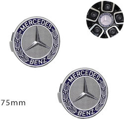 Radnabenkappen Mercedes Benz mit Innendurchmesser 75mm Rot 2Stück