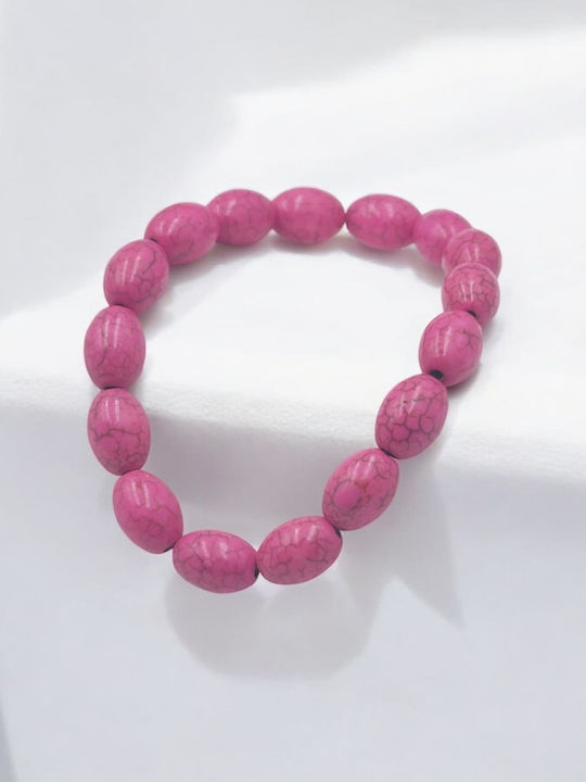 Bracelet with Pink Acrylic Oval Stones