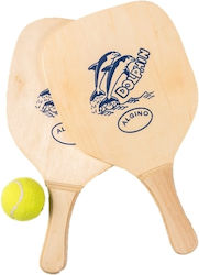 Ocean Power Game Beach Rackets Set Beige with Straight Beige Handle and Ball ABD1