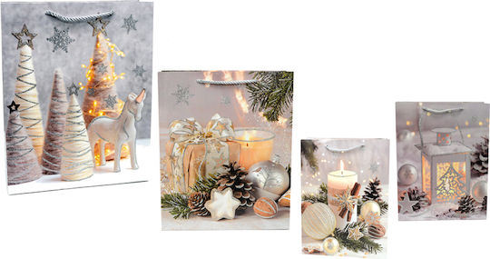 Medium Christmas Bags Silver Glitter 26cm X 32cm 0530119 Includes 12 Pieces