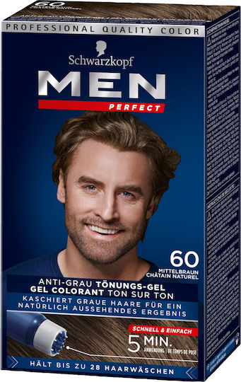 Men Perfect Anti-Grey Color Gel Προσωρινή Βαφή Μαλλιών Φυσικό Καστανό Μεσαίο 40ml