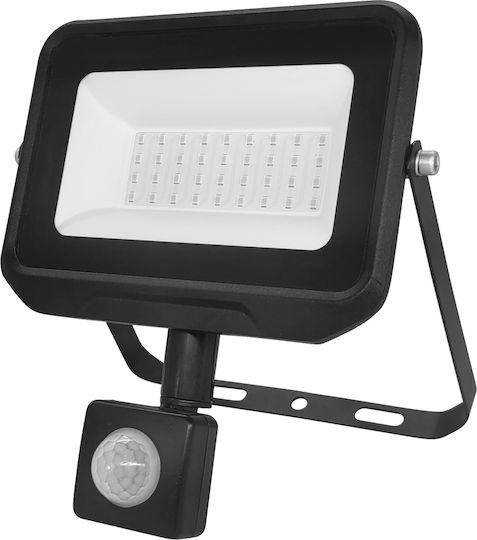 Powertech Waterproof LED Flood Light 30W Natural White 4000K With Motion Sensor IP65