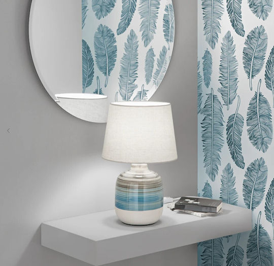 Fan Europe Apache Ceramic Table Lamp for E27 Socket with White Shade and Gray Base