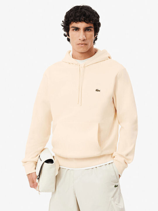 Lacoste Φούτερ με Κουκούλα Ecru