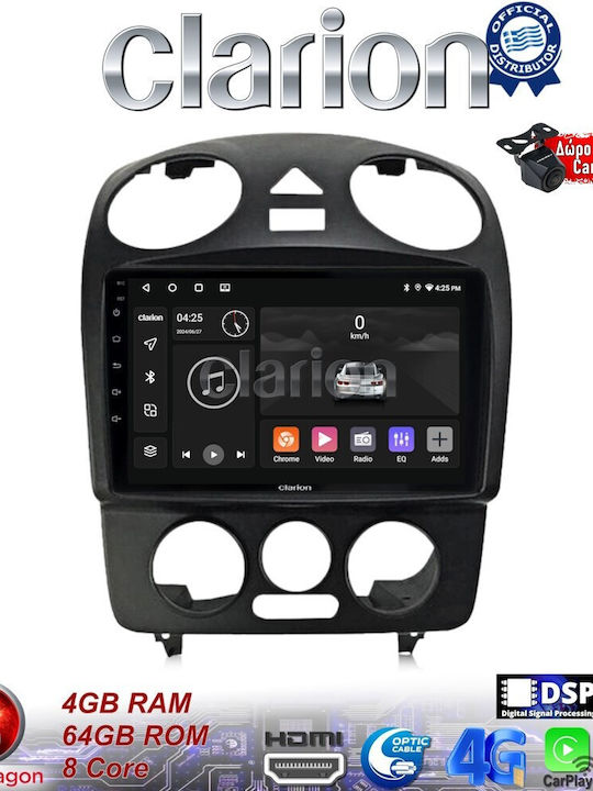 Clarion Auto-Audiosystem für Volkswagen Käfer 2003 > 2010 (Bluetooth/USB/WiFi/GPS/Apple-Carplay/Android-Auto) mit Touchscreen 9"