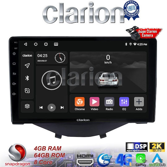 Clarion Ηχοσύστημα Αυτοκινήτου για Peugeot 107 Toyota Aygo Citroen C1 2014> (Bluetooth/USB/WiFi/GPS/Apple-Carplay/Android-Auto) με Οθόνη Αφής 10"