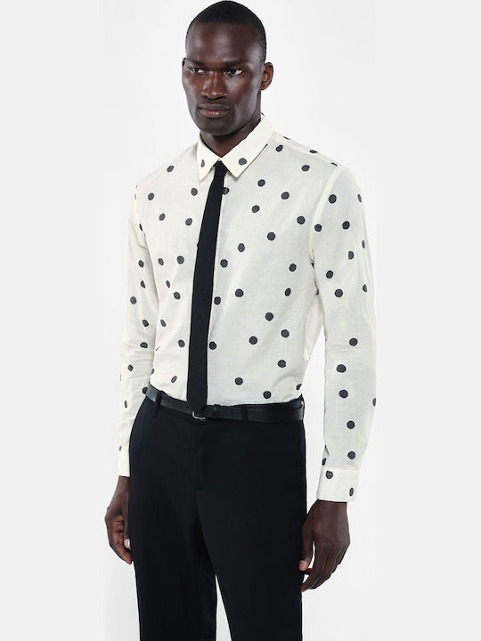Langärmlig Hemd Polka Dot Weiß